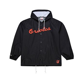 Men's Mitchell & Ness Black Baltimore Orioles Full-Snap Hooded Coaches Jacket
