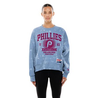 Women's New Era Light Blue Philadelphia Phillies Throwback Oversized Boxy Sweatshirt