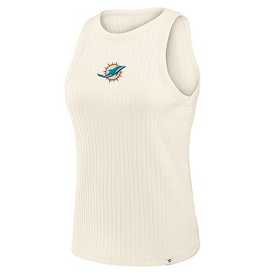 Women's Fanatics Cream Miami Dolphins Star Play Tri-Blend Ribbed Tank Top