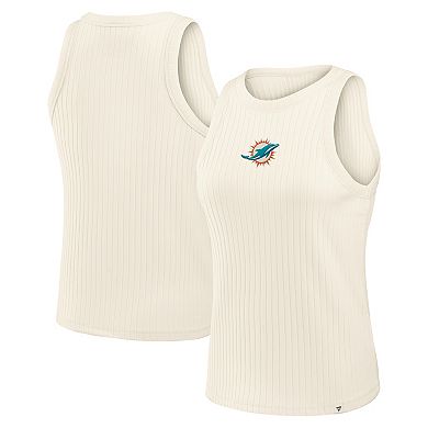 Women's Fanatics Cream Miami Dolphins Star Play Tri-Blend Ribbed Tank Top