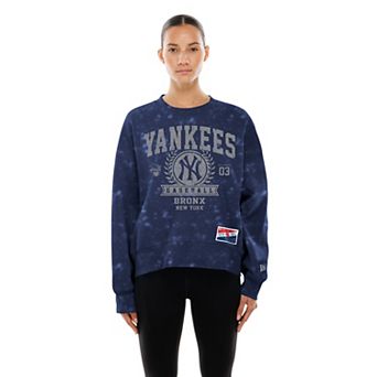 Women's New Era Navy New York Yankees Throwback Oversized Boxy Sweatshirt