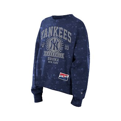 Women's New Era Navy New York Yankees Throwback Oversized Boxy Sweatshirt