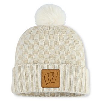 Women's Fanatics Natural Wisconsin Badgers Blaze Cuffed Knit Hat with Pom
