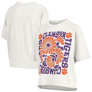 Women's Pressbox White Clemson Tigers Elena Oversized T-Shirt