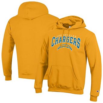 Men's Champion Gold Los Angeles Chargers Powerblend Arch over Logo Hoodie