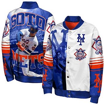 Youth Outerstuff Juan Soto Royal New York Mets Full-Snap Satin Lightweight Baseball Jacket