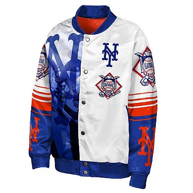 Youth Outerstuff Juan Soto Royal New York Mets Full-Snap Satin Lightweight Baseball Jacket