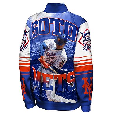 Youth Outerstuff Juan Soto Royal New York Mets Full-Snap Satin Lightweight Baseball Jacket