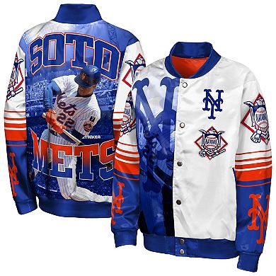 Youth Outerstuff Juan Soto Royal New York Mets Full-Snap Satin Lightweight Baseball Jacket