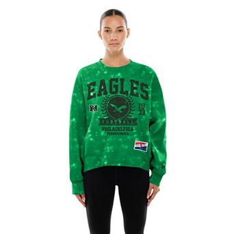 Women's New Era Kelly Green Philadelphia Eagles Throwback Oversized Boxy Sweatshirt