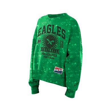 Women's New Era Kelly Green Philadelphia Eagles Throwback Oversized Boxy Sweatshirt