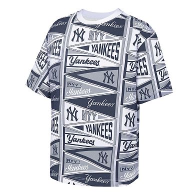 Youth Outerstuff Navy New York Yankees All-Over Pennant T-Shirt