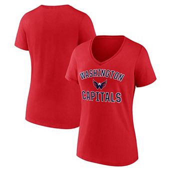 Women's Logo Athletic Red Washington Capitals Arch Victory V-Neck T-Shirt