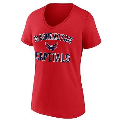 Women's Logo Athletic Red Washington Capitals Arch Victory V-Neck T-Shirt