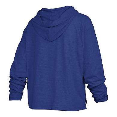 Women's Pressbox Royal Duke Blue Devils Nelson Arch Over Logo Long Sleeve Hooded T-Shirt