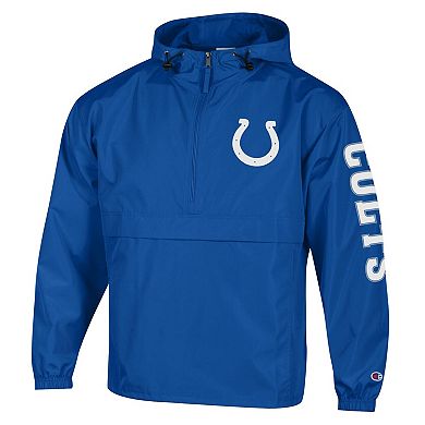 Men's Champion Royal Indianapolis Colts Packable Windbreaker Half-Zip Jacket