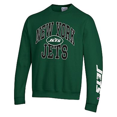 Men's Champion Green New York Jets Powerblend Fleece Sweatshirt