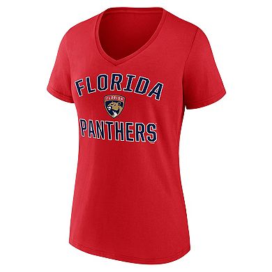 Women's Logo Athletic Red Florida Panthers Arch Victory V-Neck T-Shirt