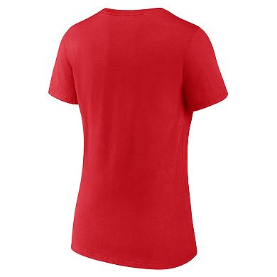 Women's Logo Athletic Red Florida Panthers Arch Victory V-Neck T-Shirt