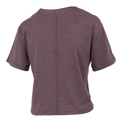 Women's Pressbox Maroon Minnesota Golden Gophers Vintage Waist Length Script Over Logo T-Shirt