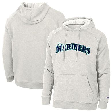 Men's Champion Heathered Core Ultra Light Grey Seattle Mariners Triumph Tri-Blend Raglan Hoodie