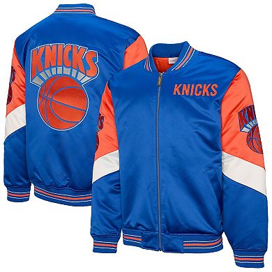 Men's Mitchell & Ness Blue New York Knicks Throw It Back Heavyweight Full-Zip Satin Jacket