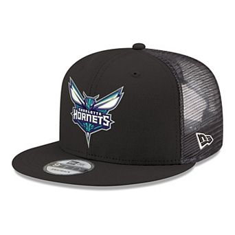 Men's New Era Black Charlotte Hornets Core Logo Meshback 9FIFTY Snapback Hat
