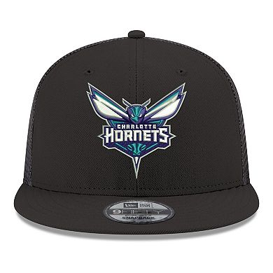 Men's New Era Black Charlotte Hornets Core Logo Meshback 9FIFTY Snapback Hat