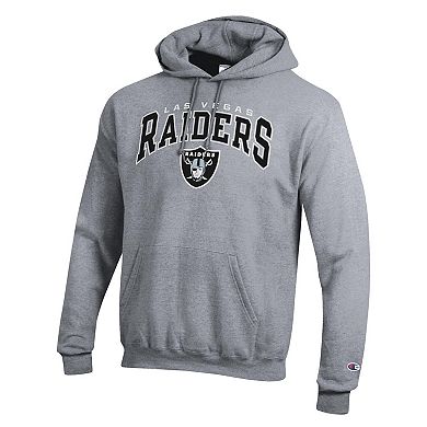 Men's Champion Gray Las Vegas Raiders Powerblend Arch over Logo Hoodie