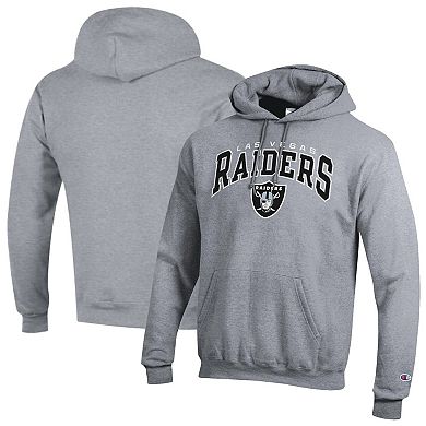 Men's Champion Gray Las Vegas Raiders Powerblend Arch over Logo Hoodie