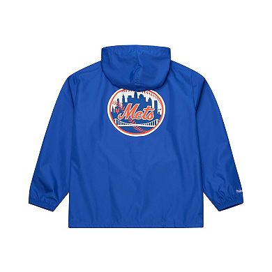 Men's Mitchell & Ness Royal New York Mets Full-Snap Hooded Coaches Jacket