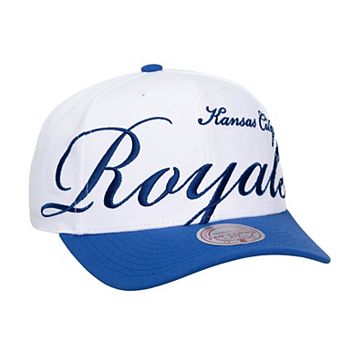 Unisex Mitchell & Ness White/Royal Kansas City Royals XL Script Pro Crown Snapback Hat