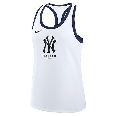 Women's Nike White New York Yankees Tri-Blend Dri-FIT Racerback Tank Top