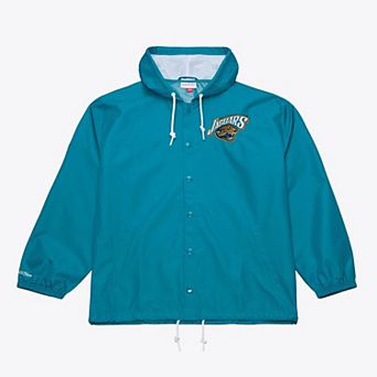 Men's Mitchell & Ness Teal Jacksonville Jaguars Coaches Full-Snap Hooded Windbreaker Jacket