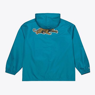 Men's Mitchell & Ness Teal Jacksonville Jaguars Coaches Full-Snap Hooded Windbreaker Jacket