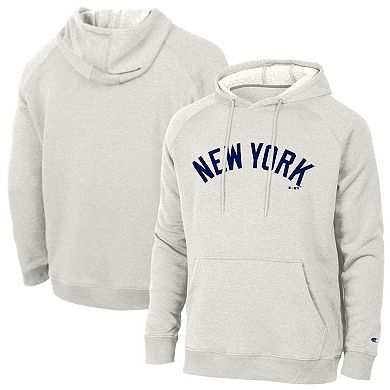 Men's Champion Heathered Core Ultra Light Grey New York Yankees Triumph Tri-Blend Raglan Hoodie