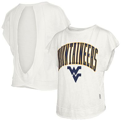 Women's Pressbox Cream West Virginia Mountaineers Nelson Movement Open Back Slub T-Shirt