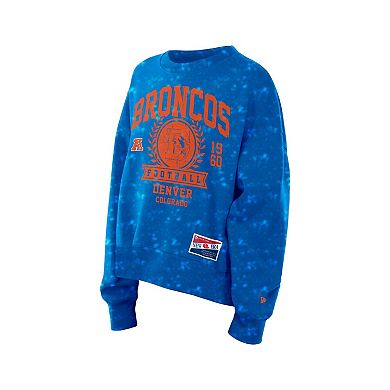 Women's New Era Royal Denver Broncos Throwback Oversized Boxy Sweatshirt