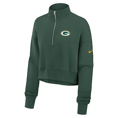 Women's Nike Green Green Bay Packers Phoenix Fleece Quarter-Zip Sweatshirt