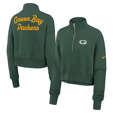 Women's Nike Green Green Bay Packers Phoenix Fleece Quarter-Zip Sweatshirt