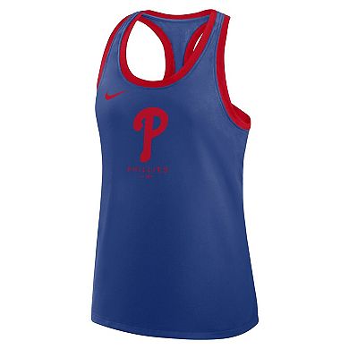 Women's Nike Royal Philadelphia Phillies Tri-Blend Dri-FIT Racerback Tank Top