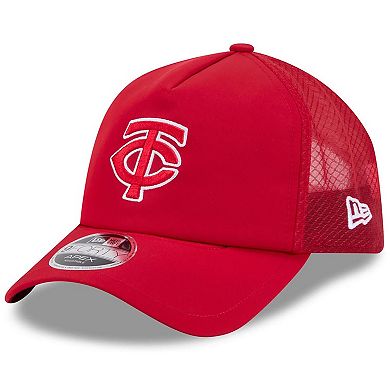 Men's New Era Red Minnesota Twins 2026 Batting Practice Apex 9FORTY Adjustable Trucker Hat