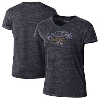 Women's Champion Black Baltimore Ravens Triumph Tri-Blend V-Neck T-Shirt