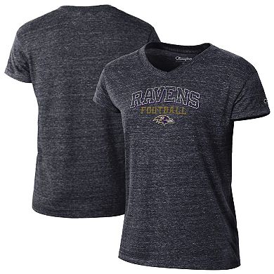 Women's Champion Black Baltimore Ravens Triumph Tri-Blend V-Neck T-Shirt