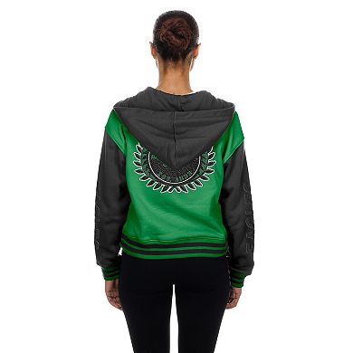 Women's New Era Kelly Green Philadelphia Eagles Throwback Full-Snap Hooded Jacket