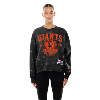 Women's New Era Black San Francisco Giants Throwback Oversized Boxy Sweatshirt