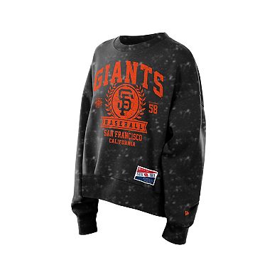 Women's New Era Black San Francisco Giants Throwback Oversized Boxy Sweatshirt