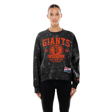 Women's New Era Black San Francisco Giants Throwback Oversized Boxy Sweatshirt