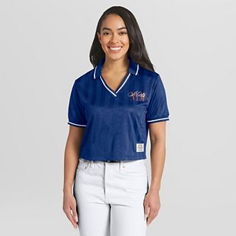 Women's WEAR by Erin Andrews Royal New York Mets Cropped Polo
