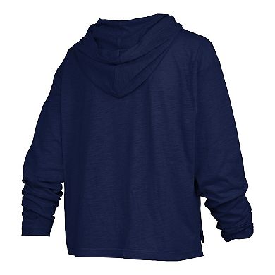 Women's Pressbox Navy Navy Midshipmen Nelson Arch Over Logo Long Sleeve Hooded T-Shirt